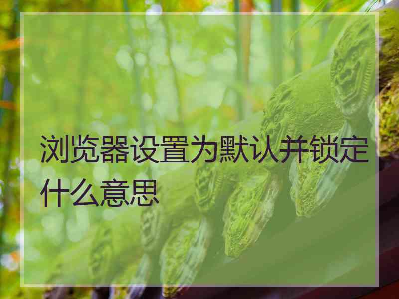 浏览器设置为默认并锁定什么意思