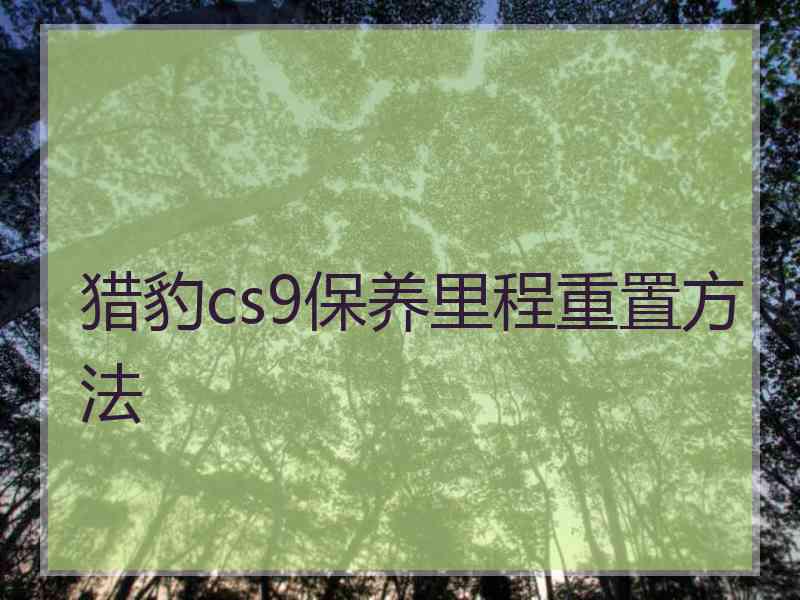 猎豹cs9保养里程重置方法