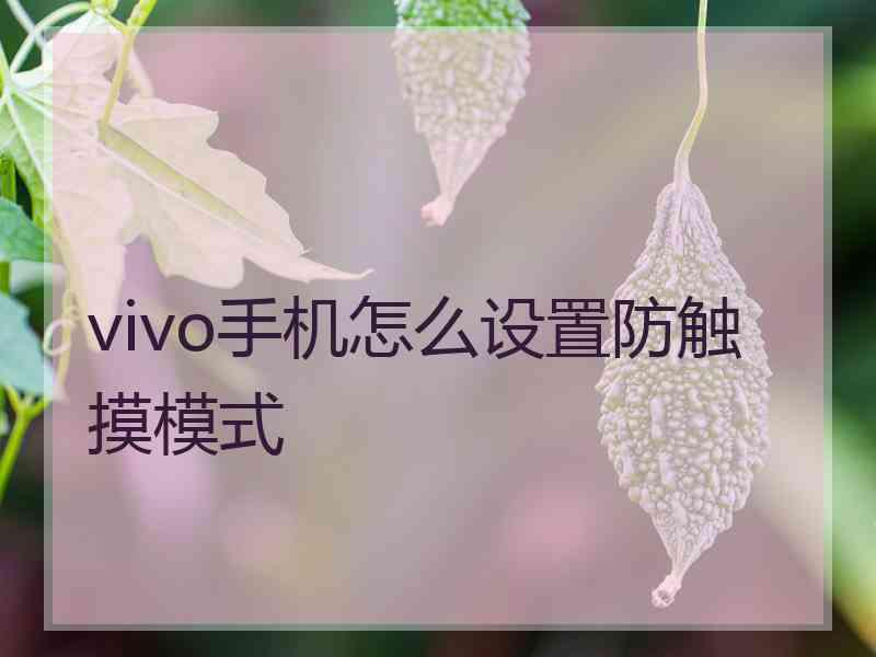 vivo手机怎么设置防触摸模式