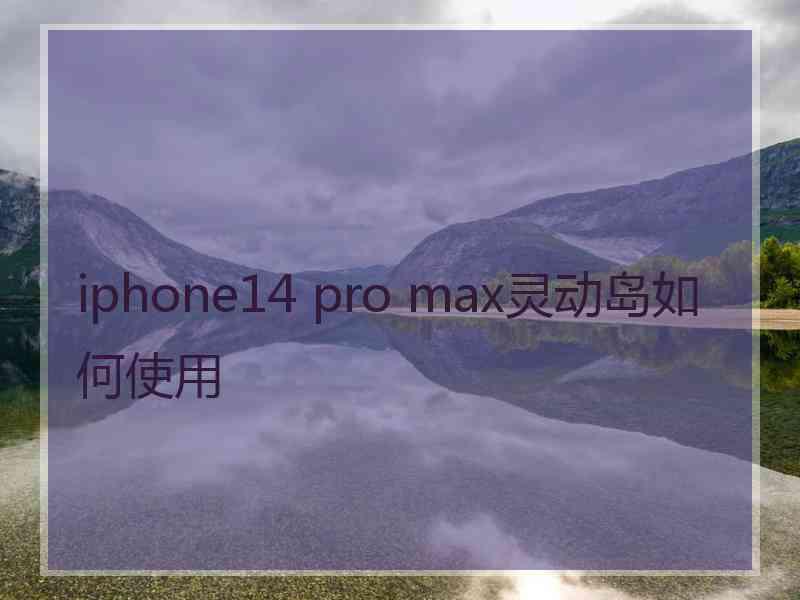 iphone14 pro max灵动岛如何使用