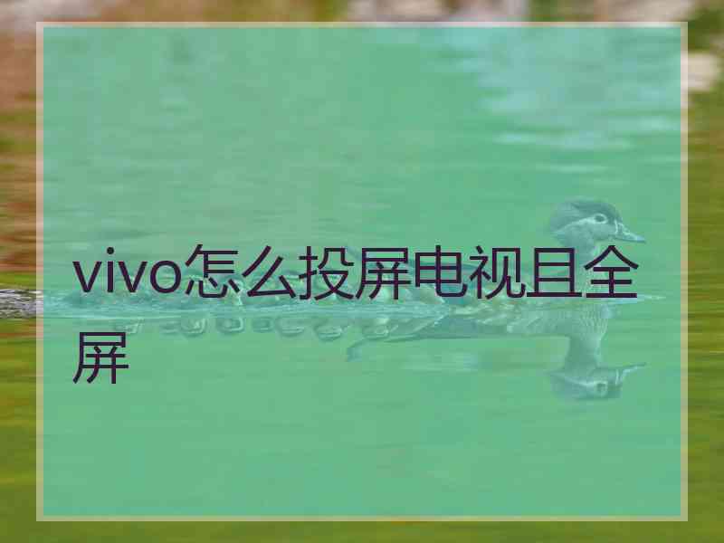 vivo怎么投屏电视且全屏