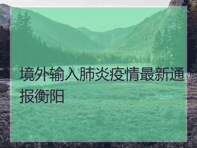 境外输入肺炎疫情最新通报衡阳