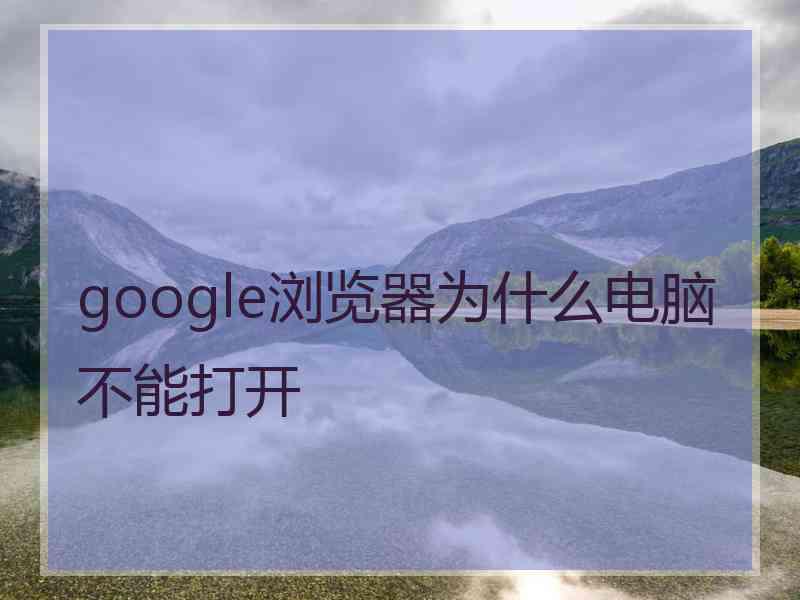 google浏览器为什么电脑不能打开