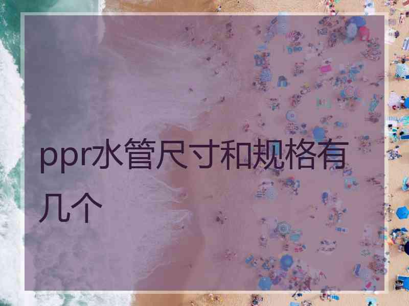 ppr水管尺寸和规格有几个