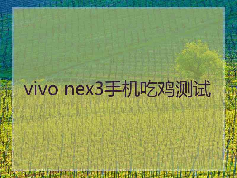 vivo nex3手机吃鸡测试