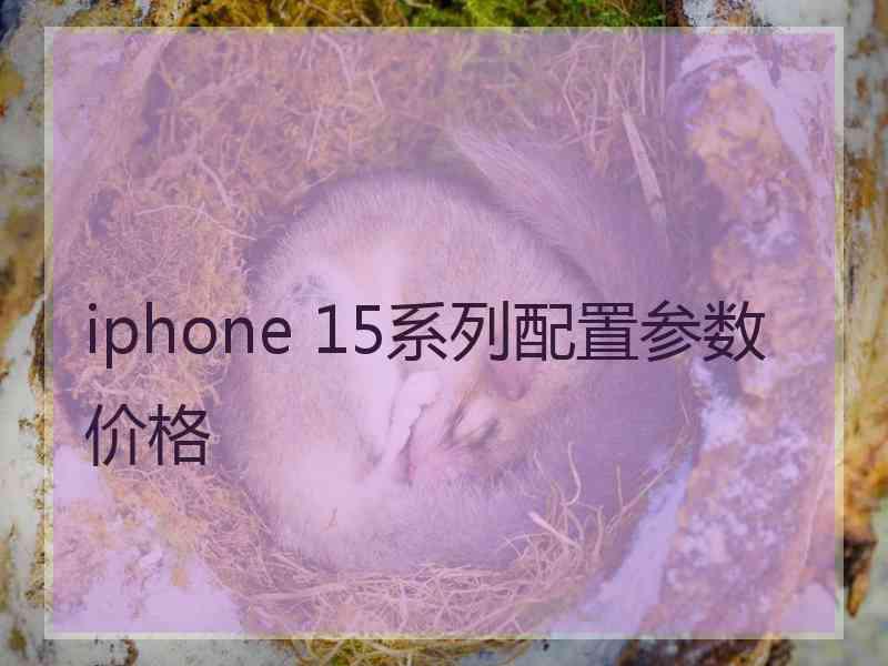 iphone 15系列配置参数价格