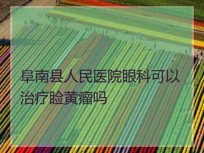 阜南县人民医院眼科可以治疗睑黄瘤吗