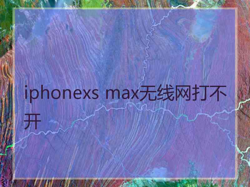 iphonexs max无线网打不开