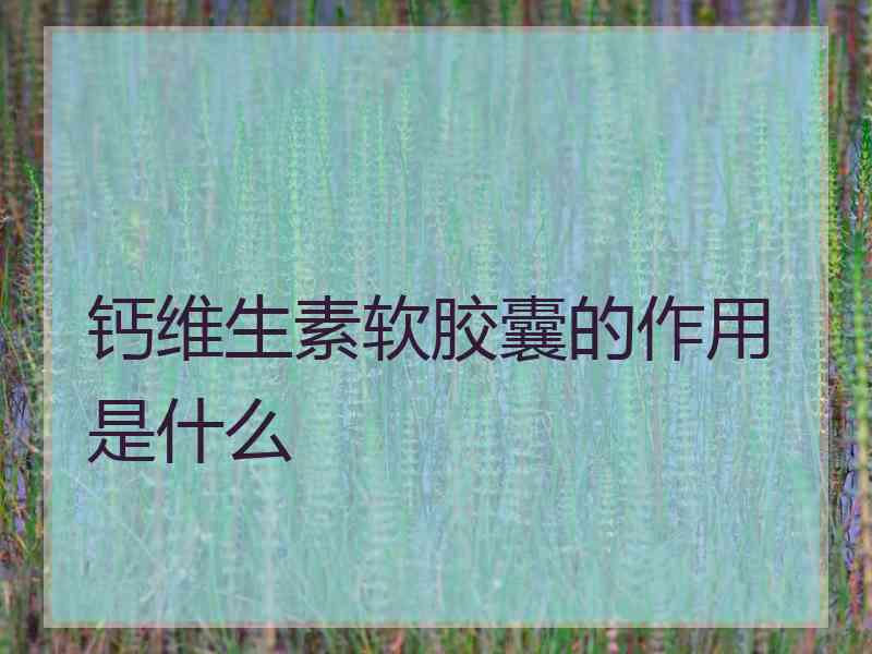 钙维生素软胶囊的作用是什么