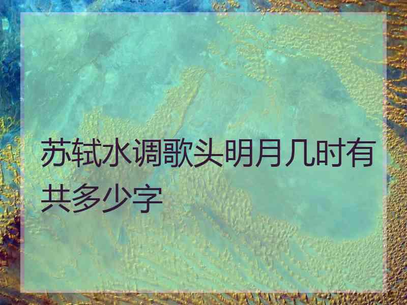 苏轼水调歌头明月几时有共多少字