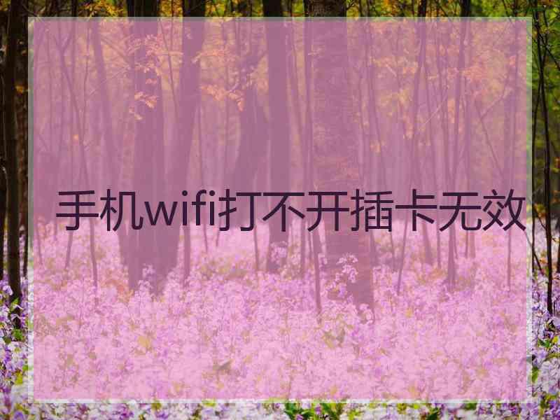 手机wifi打不开插卡无效