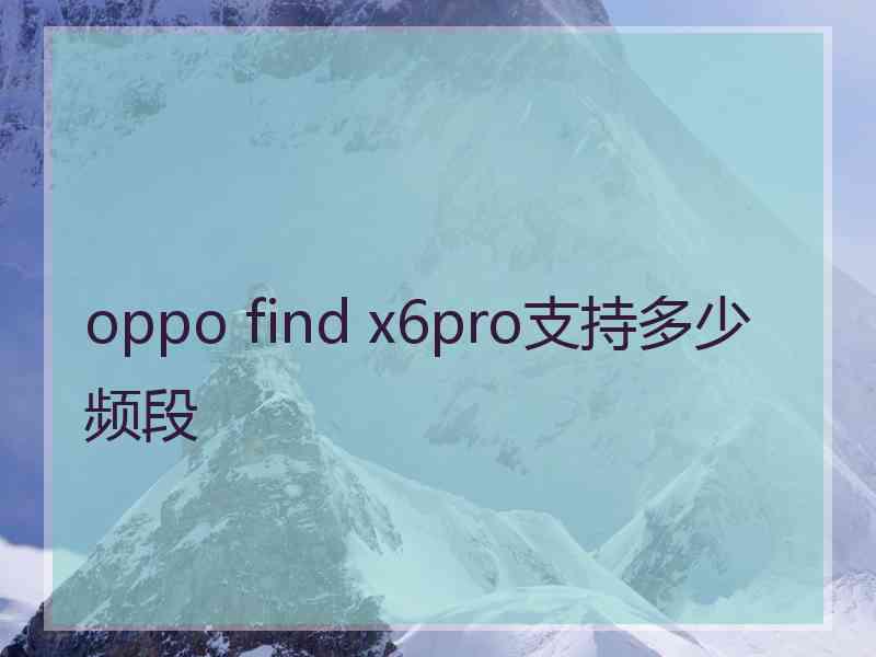 oppo find x6pro支持多少频段