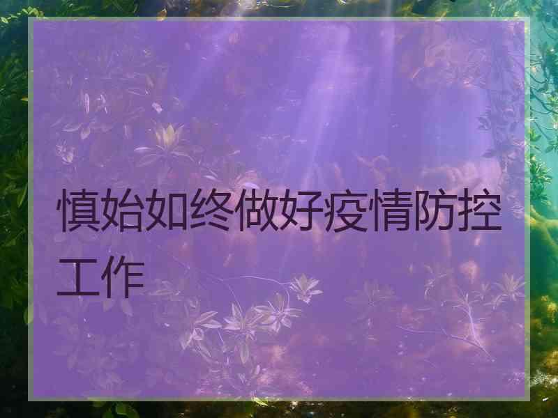 慎始如终做好疫情防控工作