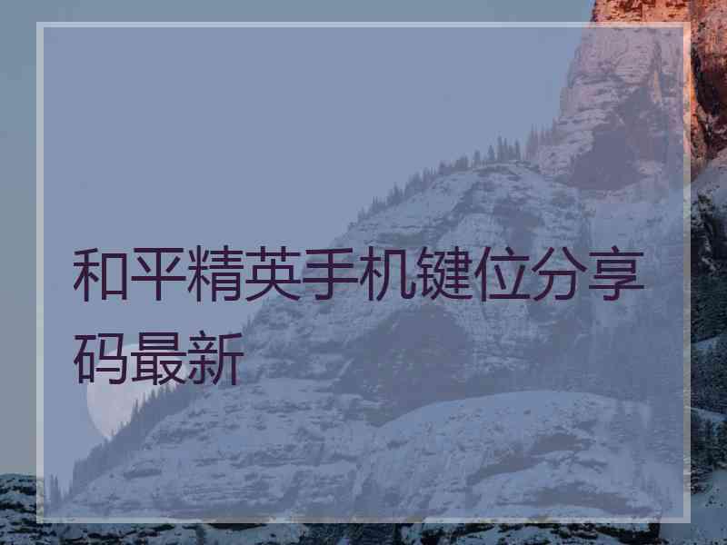 和平精英手机键位分享码最新