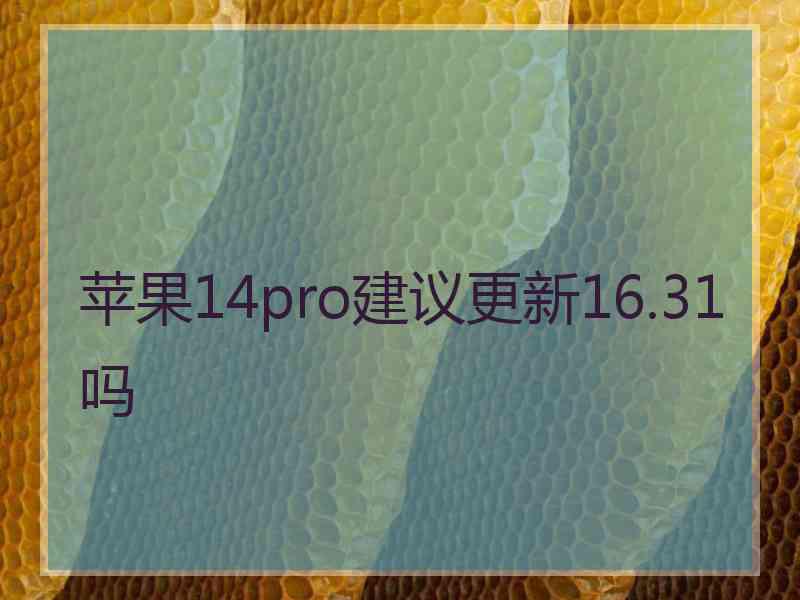 苹果14pro建议更新16.31吗