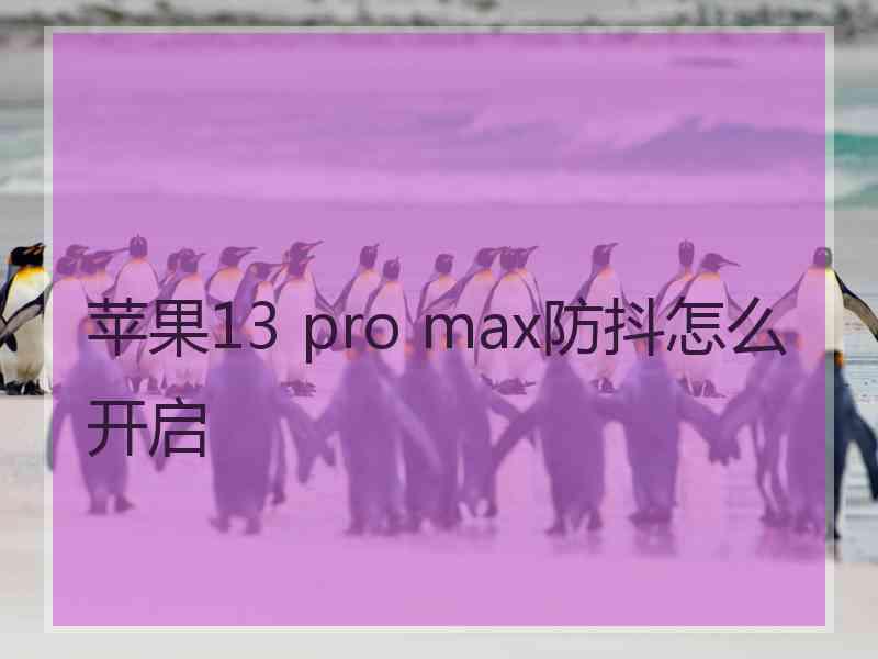 苹果13 pro max防抖怎么开启