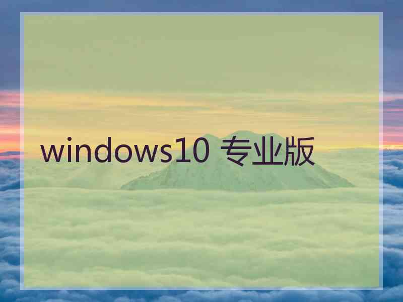 windows10 专业版