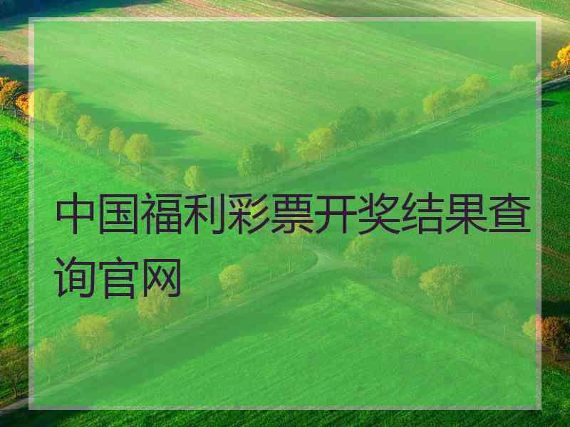 中国福利彩票开奖结果查询官网