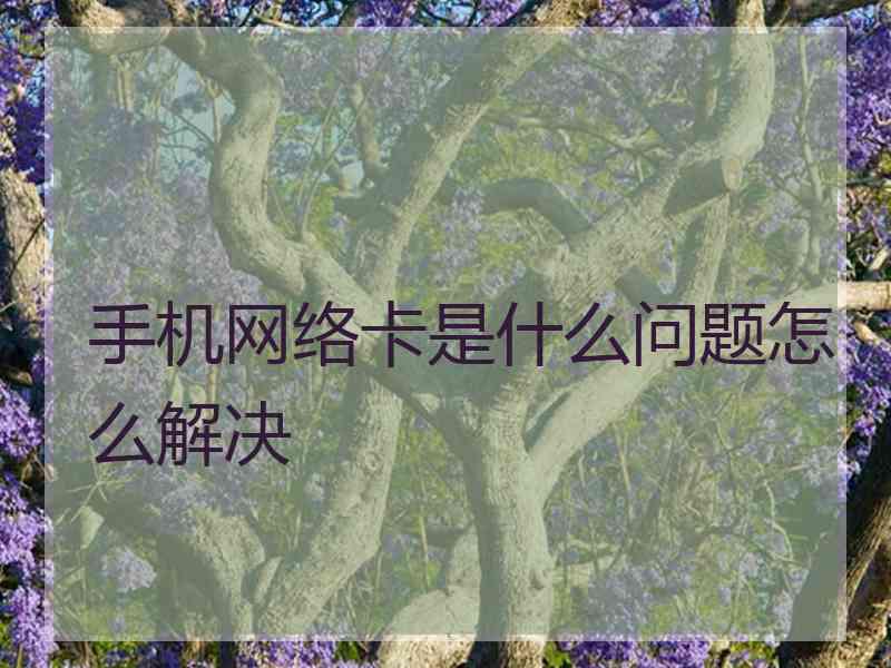 手机网络卡是什么问题怎么解决