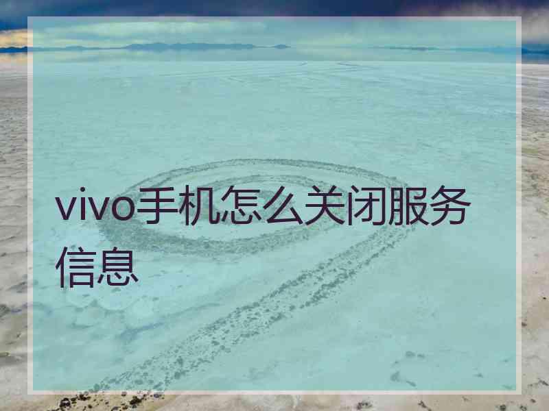 vivo手机怎么关闭服务信息