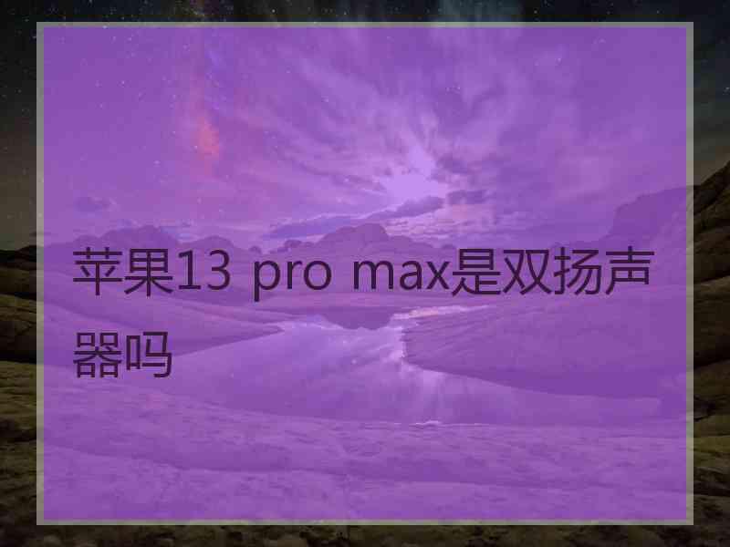 苹果13 pro max是双扬声器吗