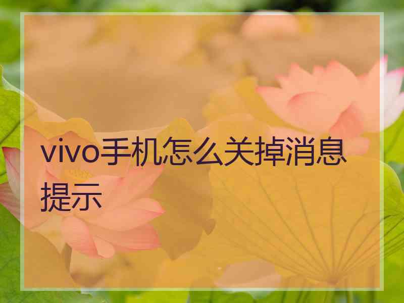 vivo手机怎么关掉消息提示