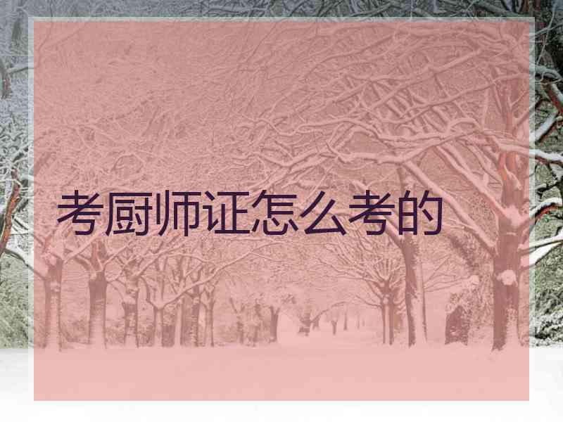 考厨师证怎么考的