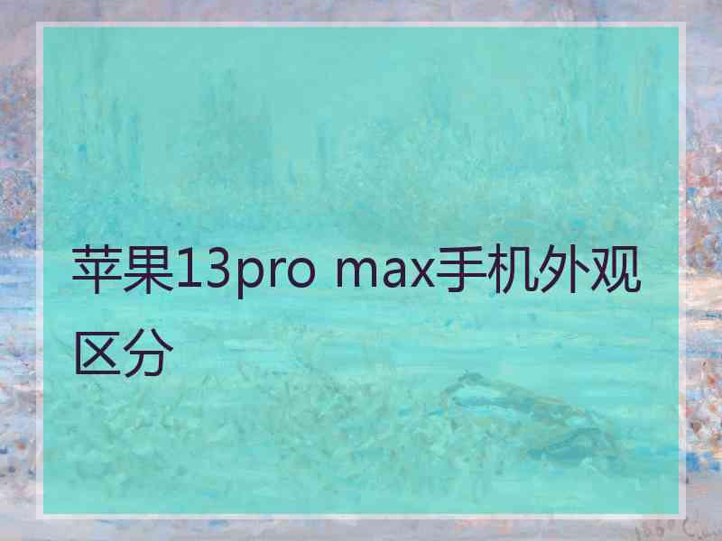 苹果13pro max手机外观区分