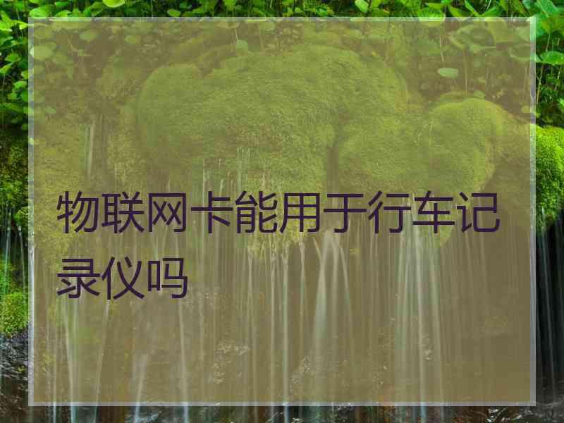 物联网卡能用于行车记录仪吗