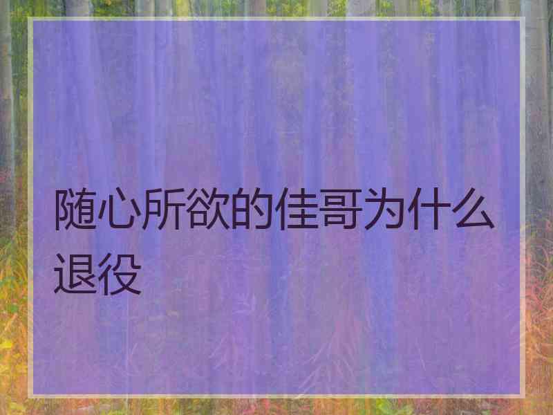 随心所欲的佳哥为什么退役