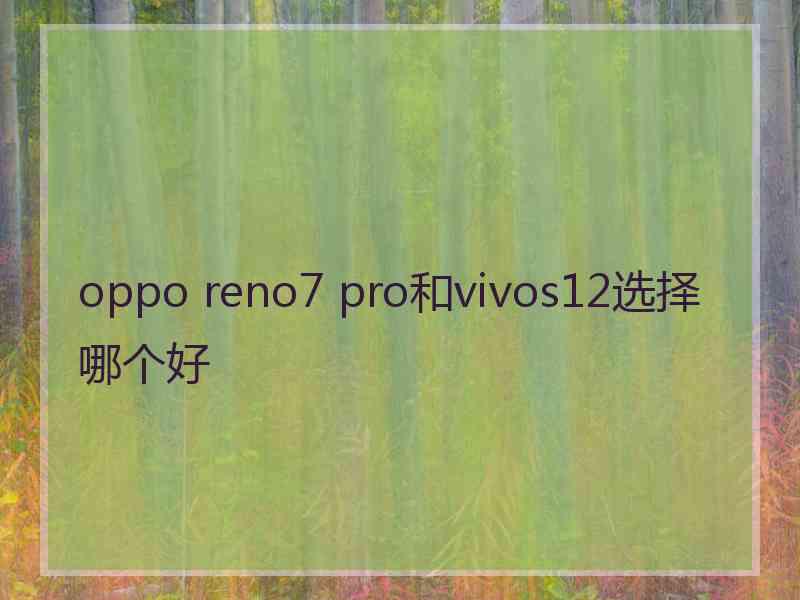 oppo reno7 pro和vivos12选择哪个好