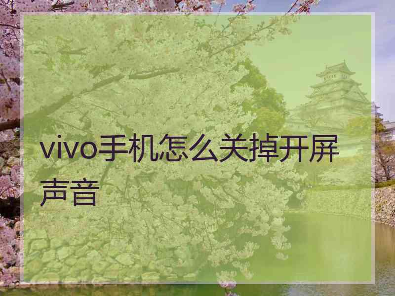 vivo手机怎么关掉开屏声音