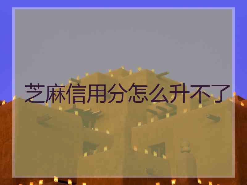 芝麻信用分怎么升不了