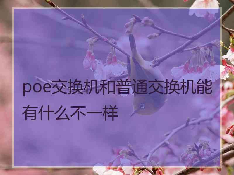 poe交换机和普通交换机能有什么不一样