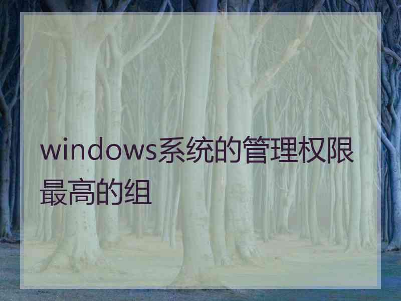 windows系统的管理权限最高的组