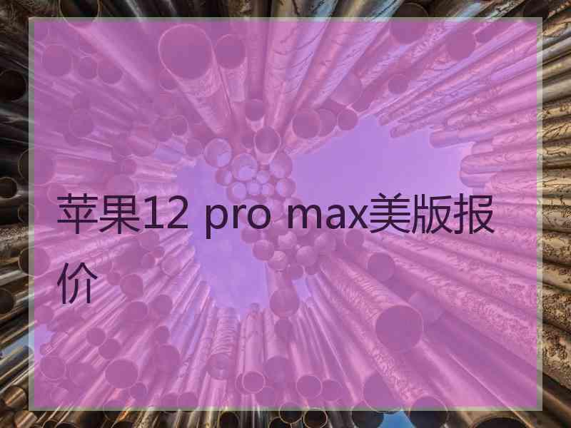 苹果12 pro max美版报价