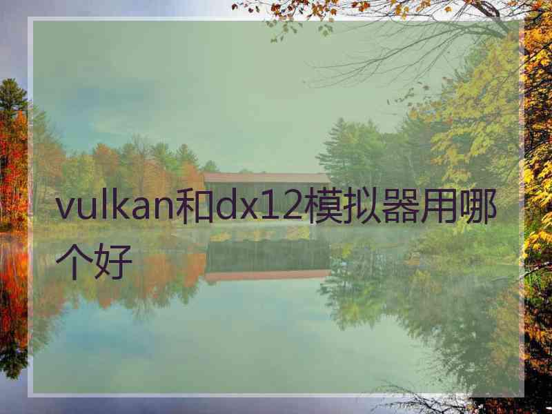 vulkan和dx12模拟器用哪个好