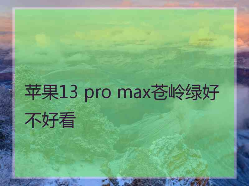 苹果13 pro max苍岭绿好不好看