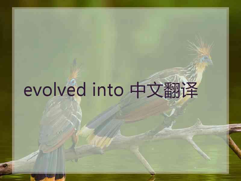 evolved into 中文翻译