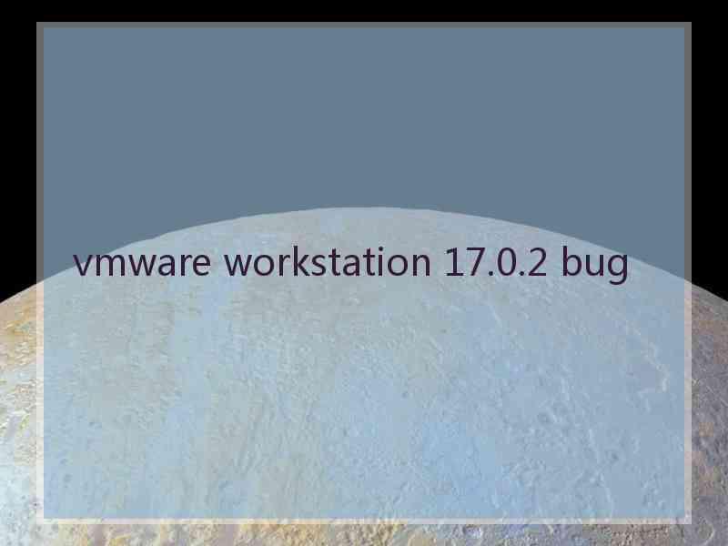 vmware workstation 17.0.2 bug
