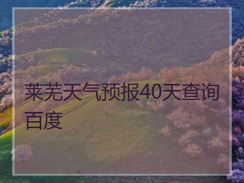 莱芜天气预报40天查询百度