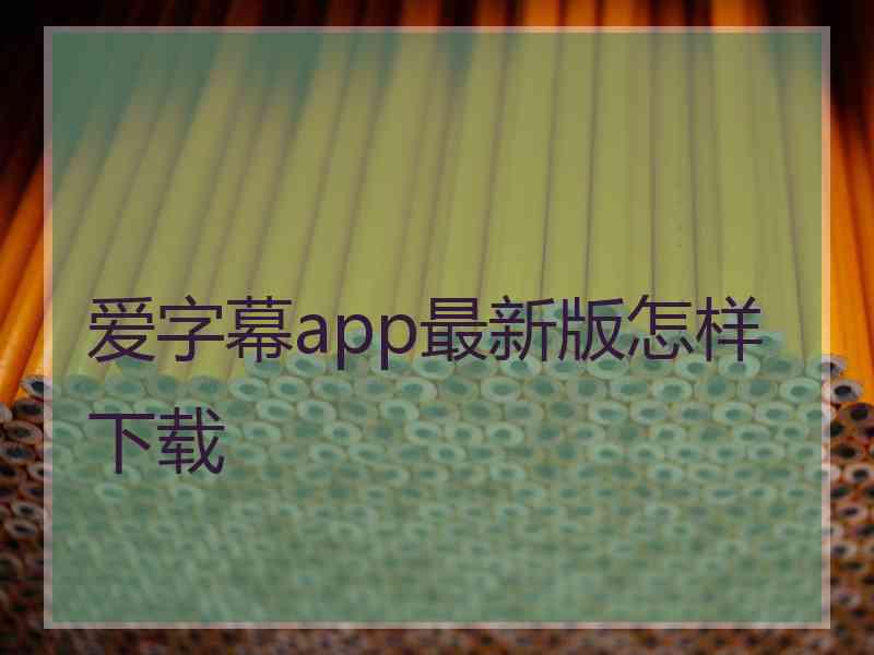 爱字幕app最新版怎样下载