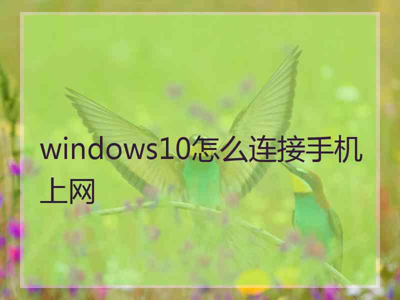 windows10怎么连接手机上网