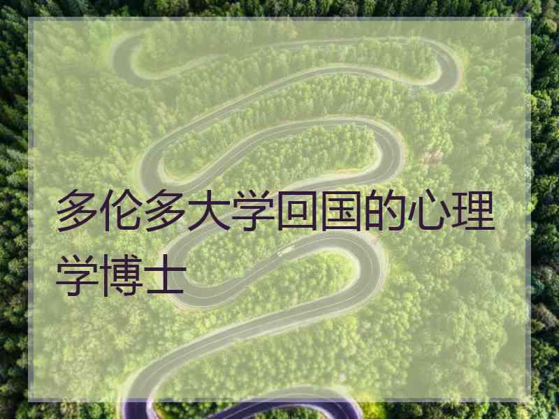 多伦多大学回国的心理学博士