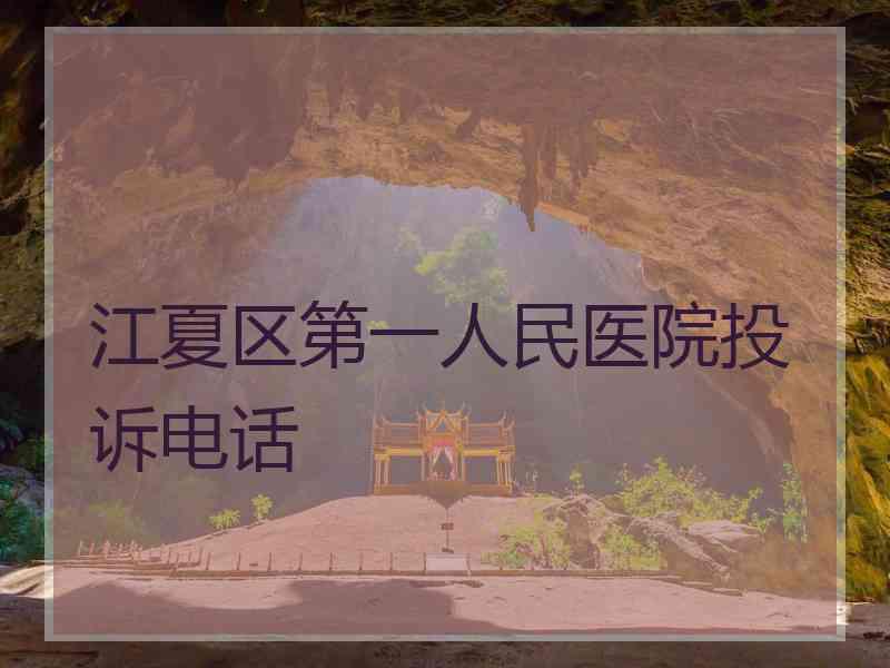 江夏区第一人民医院投诉电话