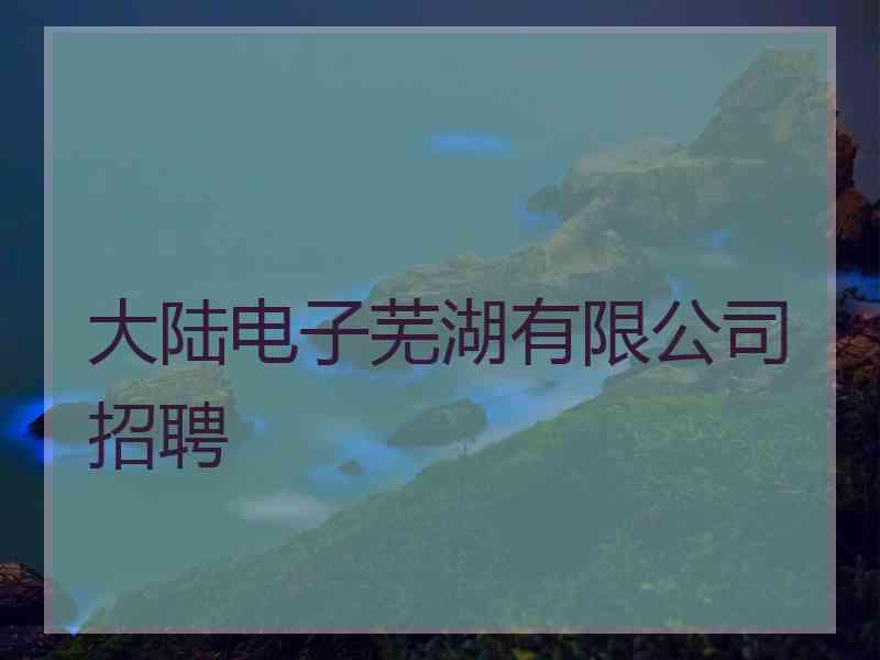 大陆电子芜湖有限公司招聘