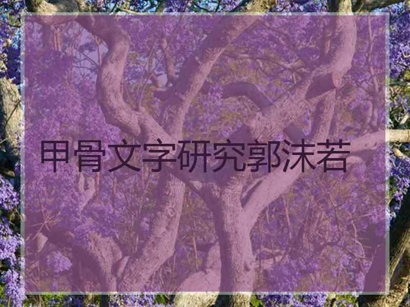 甲骨文字研究郭沫若