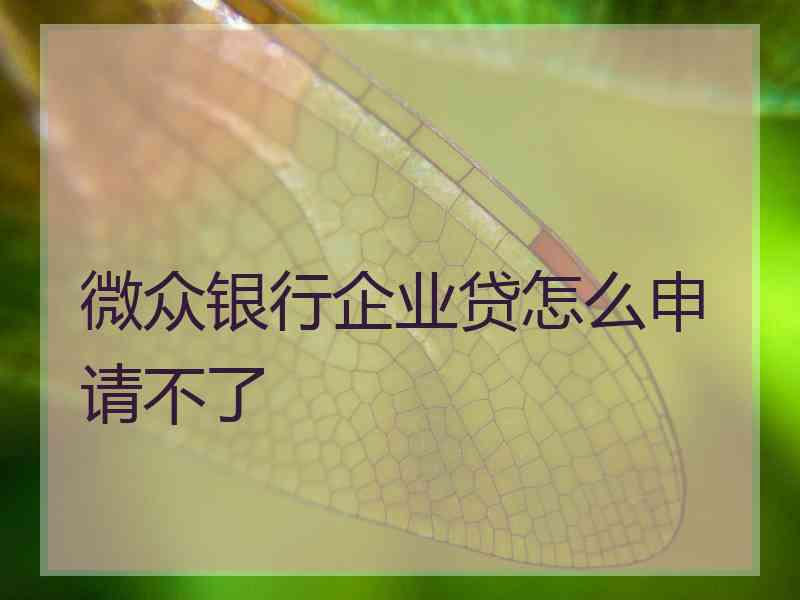 微众银行企业贷怎么申请不了