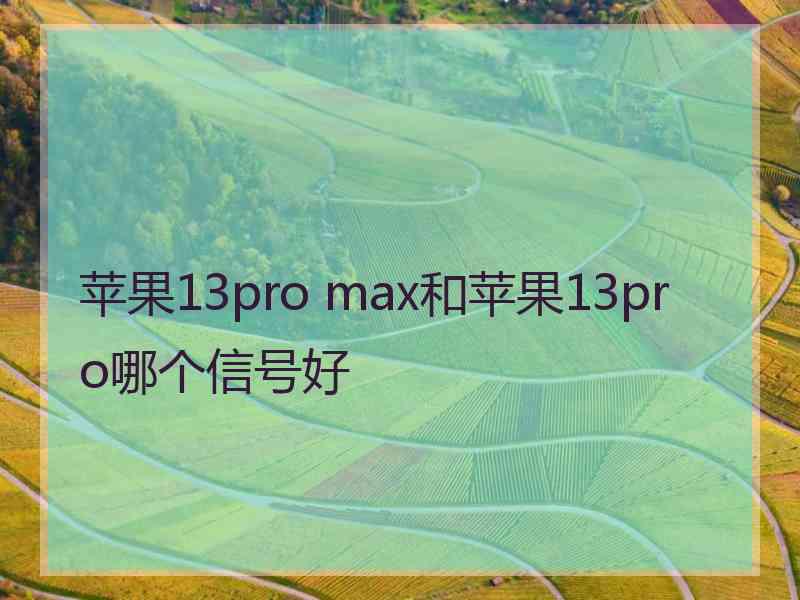 苹果13pro max和苹果13pro哪个信号好