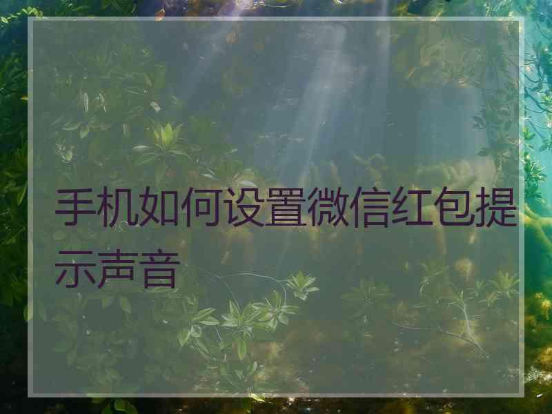 手机如何设置微信红包提示声音